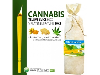 Tělové svíce HOXI s cannabisem - 10ks