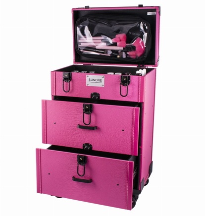 Sunone kosmetický kufřík XL na kolečkách  27,5 x 35,5 x 58,5cm - růžový