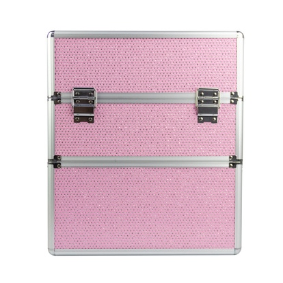 Kosmetický kufřík XXL dvoudílný - růžový se zirkony