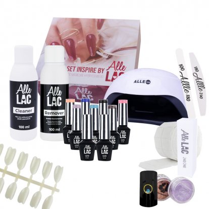 Set AlleLac Box startovací sada gel lak na nehty s lampou AlleLux X5