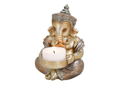 Ganesha - sedící - svícen 8x11x8cm