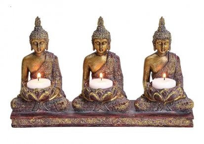 Buddhové - sedící - svícen 29x17x8cm