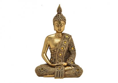 Buddha - sedící - zlatý 13x19x9cm