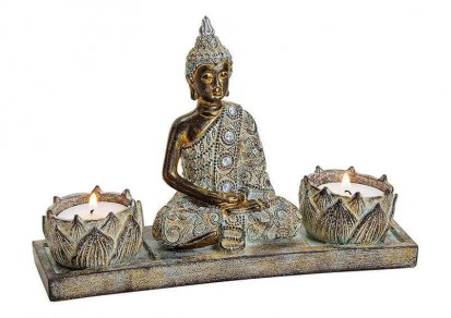 Buddha - sedící - svícen 20x13x6cm