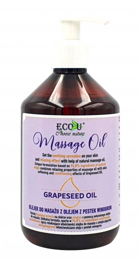 Eco-U masážní olej s olejem z hroznových jader 500ml