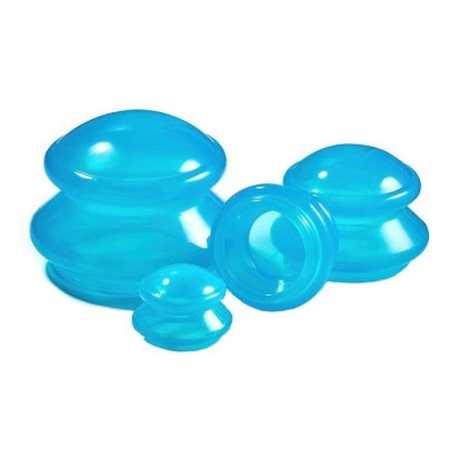 Sada silikonových čínských masážních baněk MED+, modrá