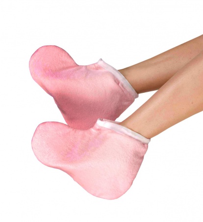 Návleky froté na nohy na parafín - 1pár - růžové