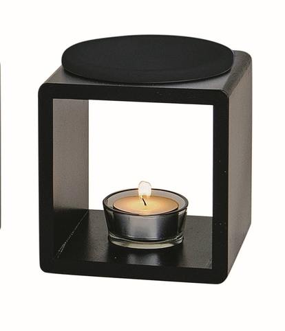 Aroma lampa, dřevo - keramika, 1ks - černá 12,5cm